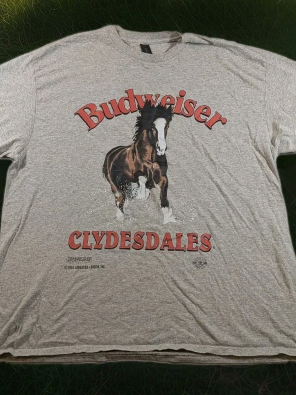 Vintage 90s Men's Budweiser Clydesdale Horse Sign T-Shirt Size XL